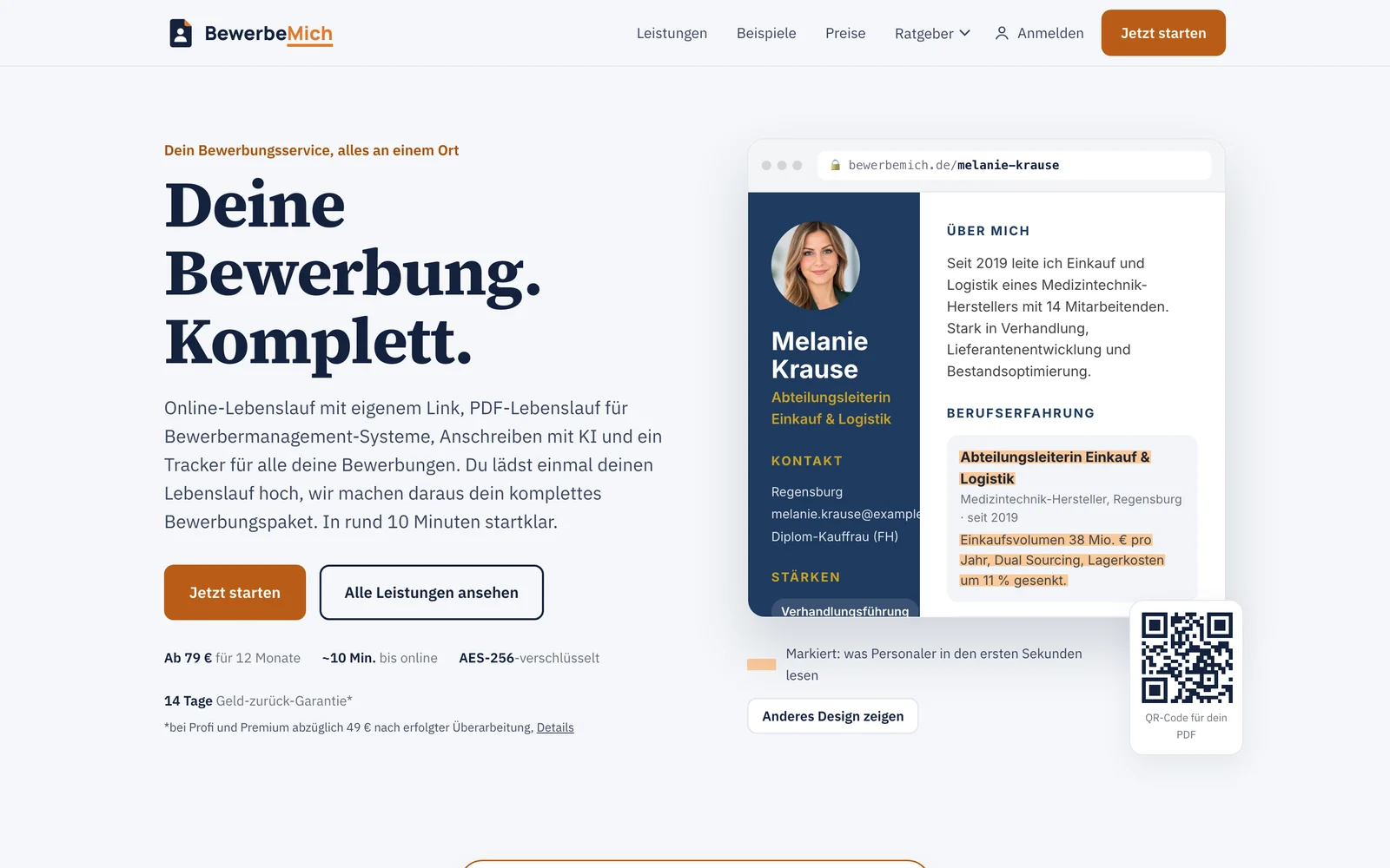 Startseite von BewerbeMich